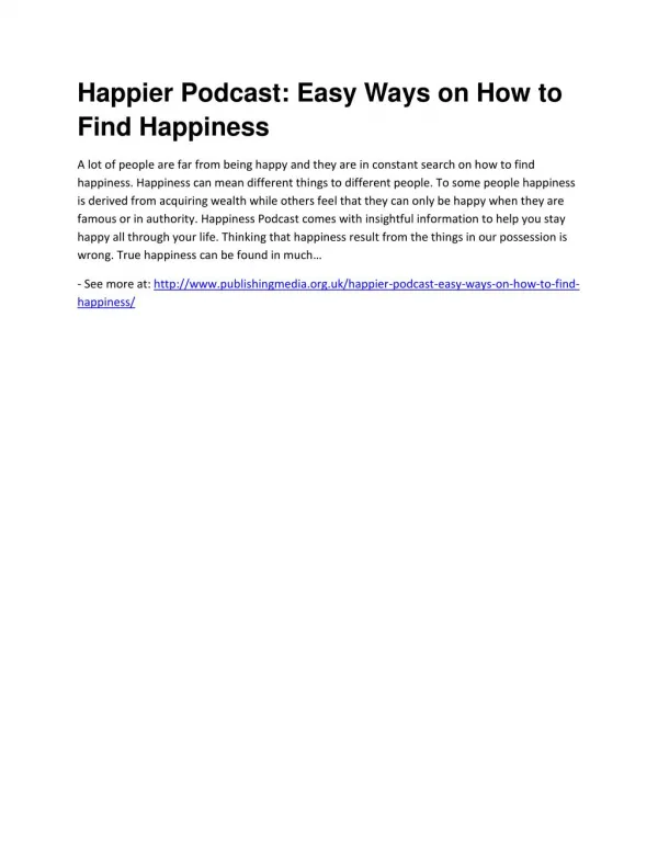 Happier Podcast: Easy Ways on How to Find Happiness