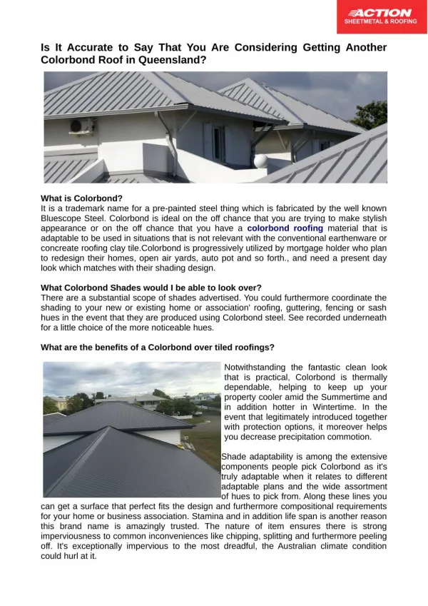 Need a new colorbond roofing material in Queensland ?