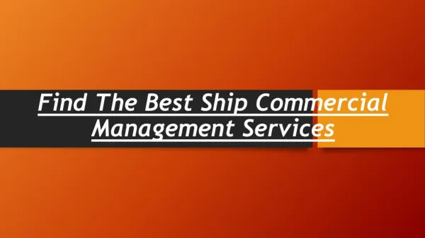 Find the Best Ship Commercial Management Services