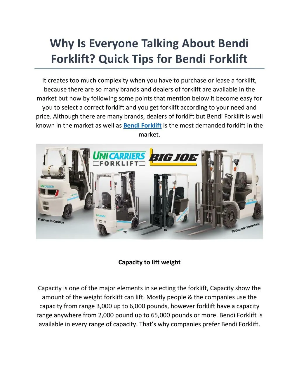 why is everyone talking about bendi forklift