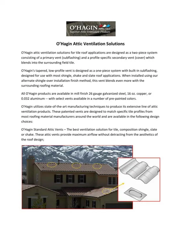Ohagin Attic Vents - Ventilation Solutions