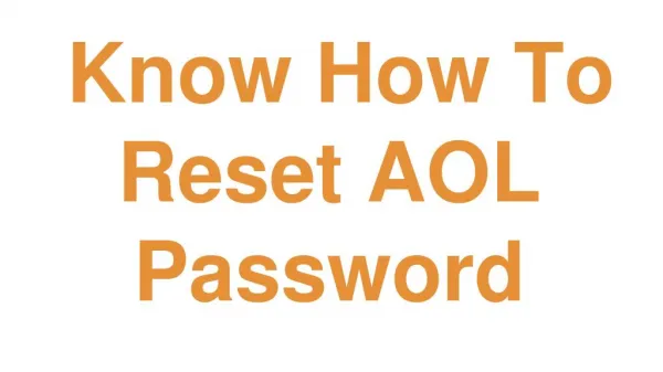 Know How To Reset AOL Password