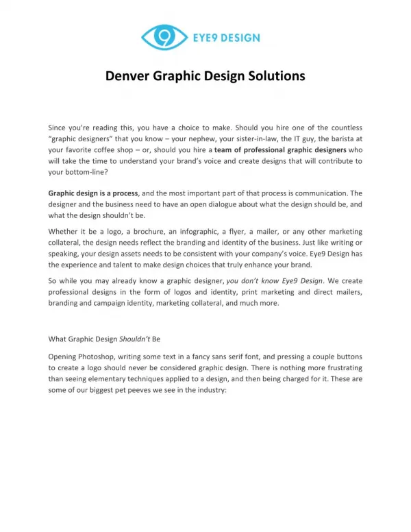Denver Graphics Design - Eye9design