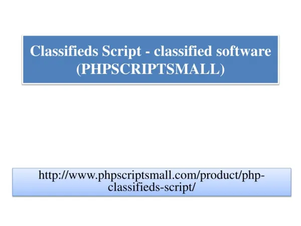 Classifieds Script - classified software (PHPSCRIPTSMALL)