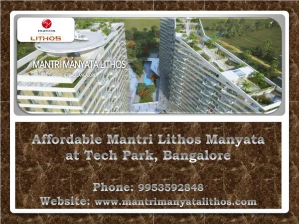Buy Mantri Lithos Homes in Bangalore | Call 9953592848