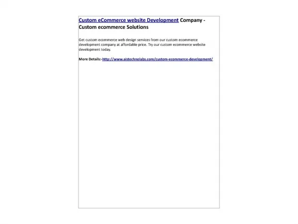 Custom eCommerce website Development Company - Custom ecommerce Solutions