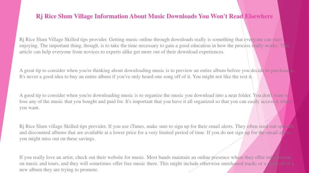 rj rice slum village information about music downloads you won t read elsewhere