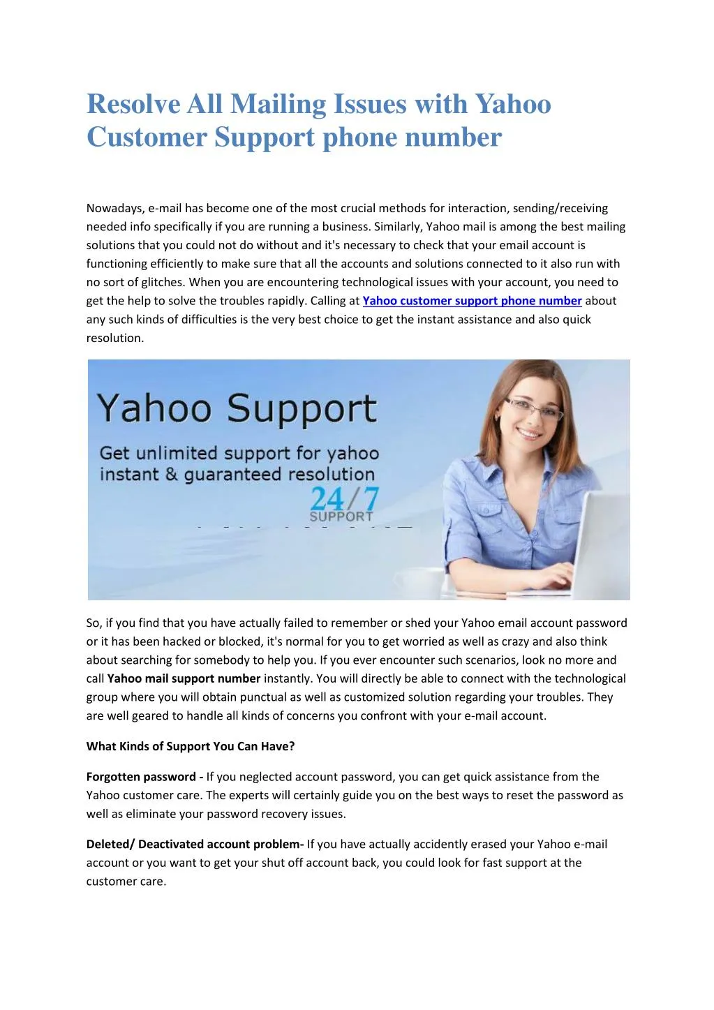 resolve all mailing issues with yahoo customer
