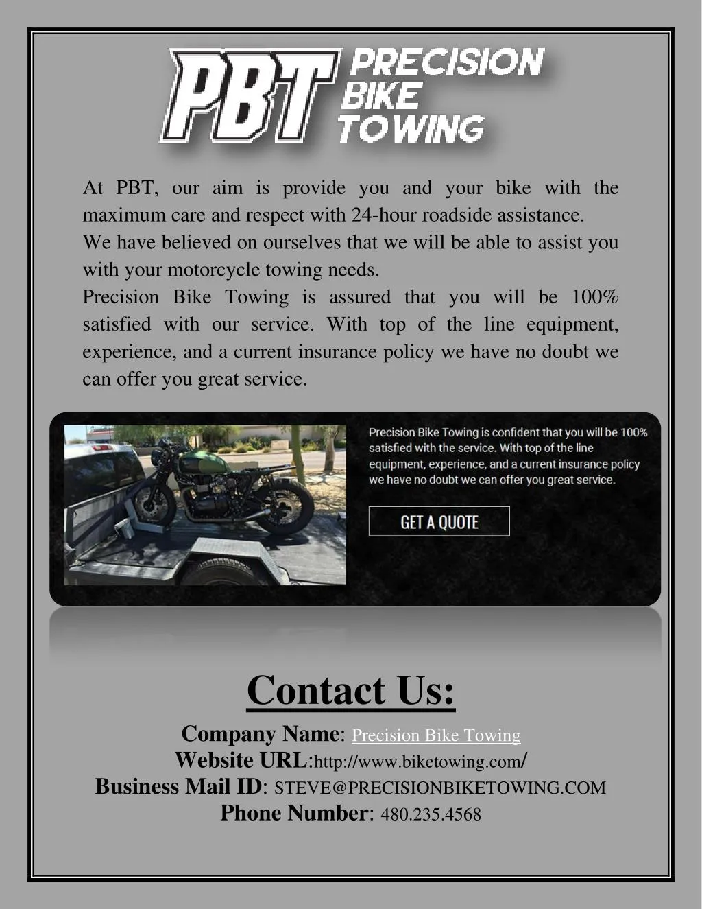 at pbt our aim is provide you and your bike with