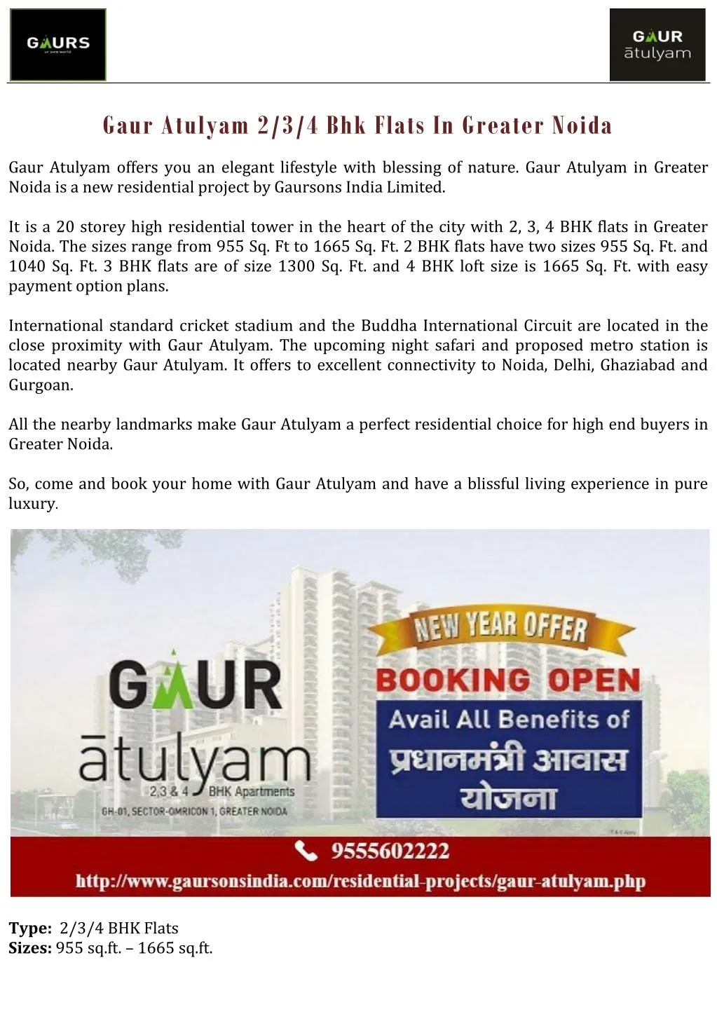 gaur atulyam 2 3 4 bhk flats in greater noida