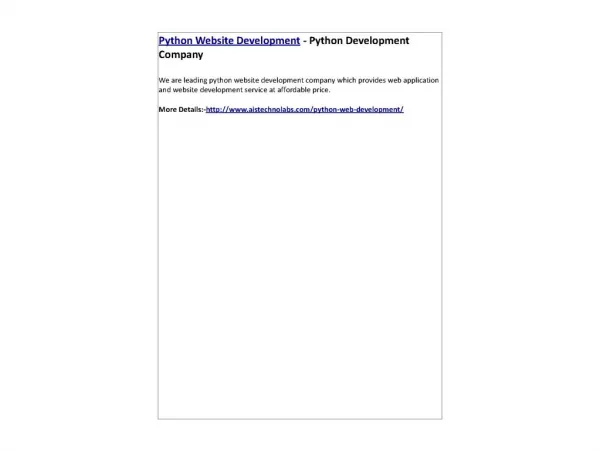 Python Website Development - Python Development Company