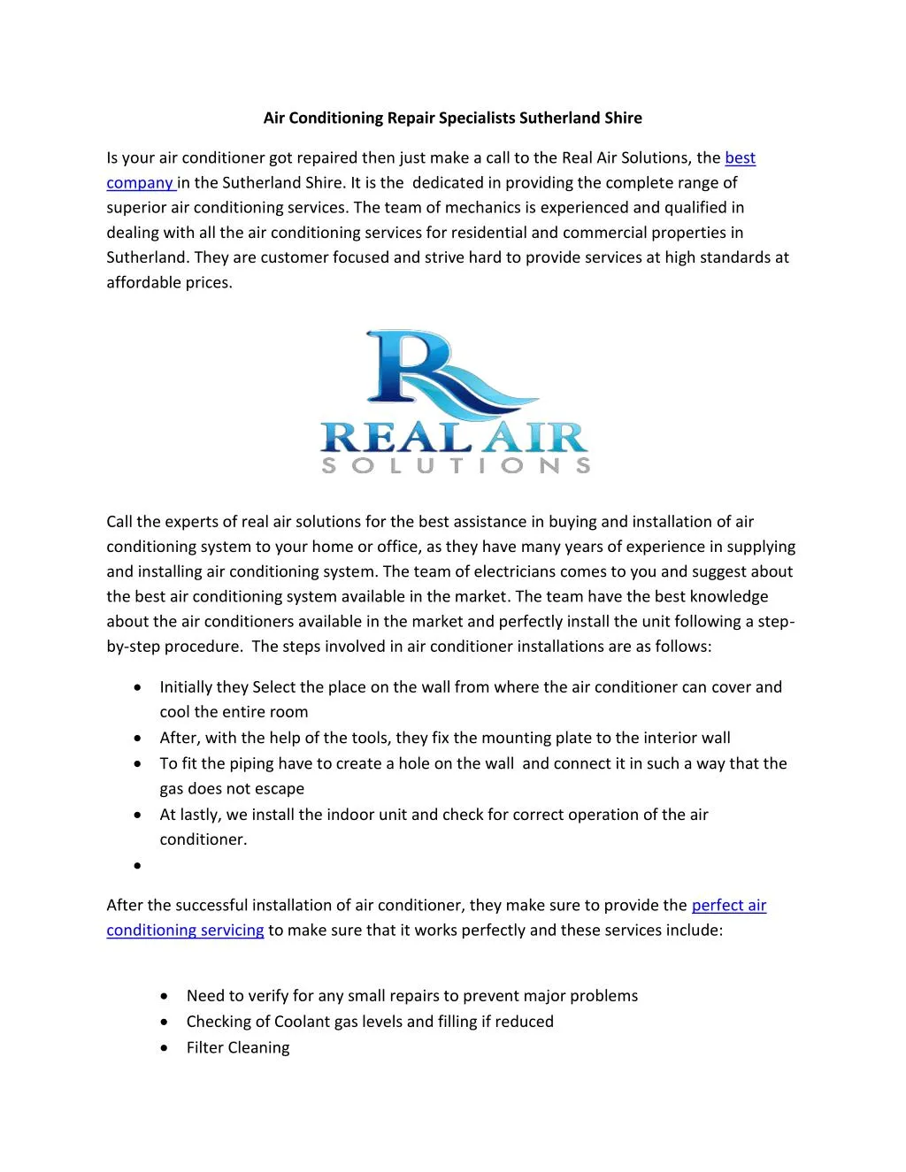 air conditioning repair specialists sutherland