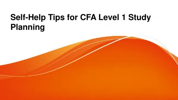 Self-help Tips for CFA Level 1 Study Planning