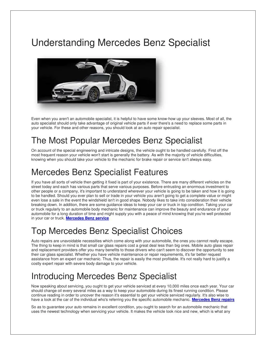 understanding mercedes benz specialist