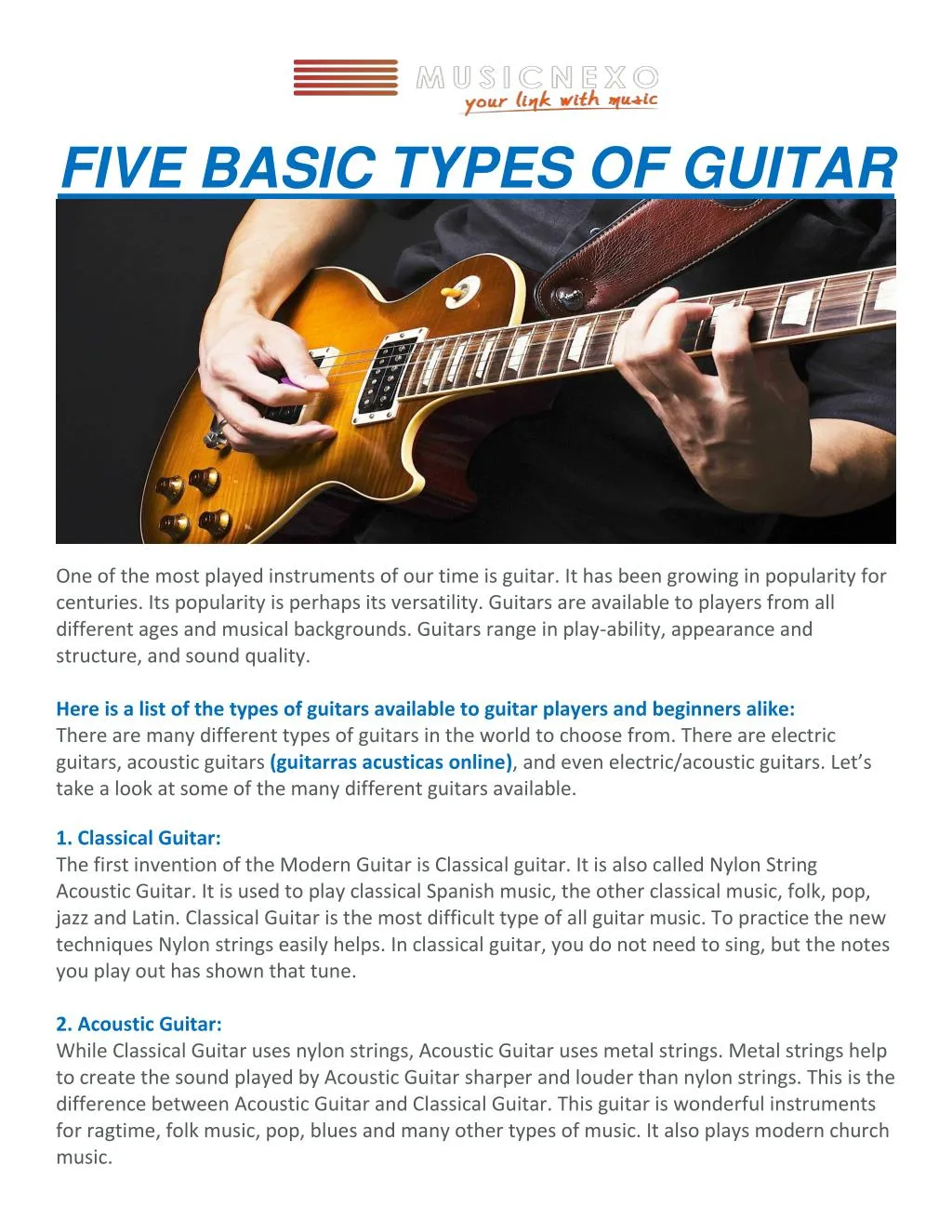five basic types of guitar