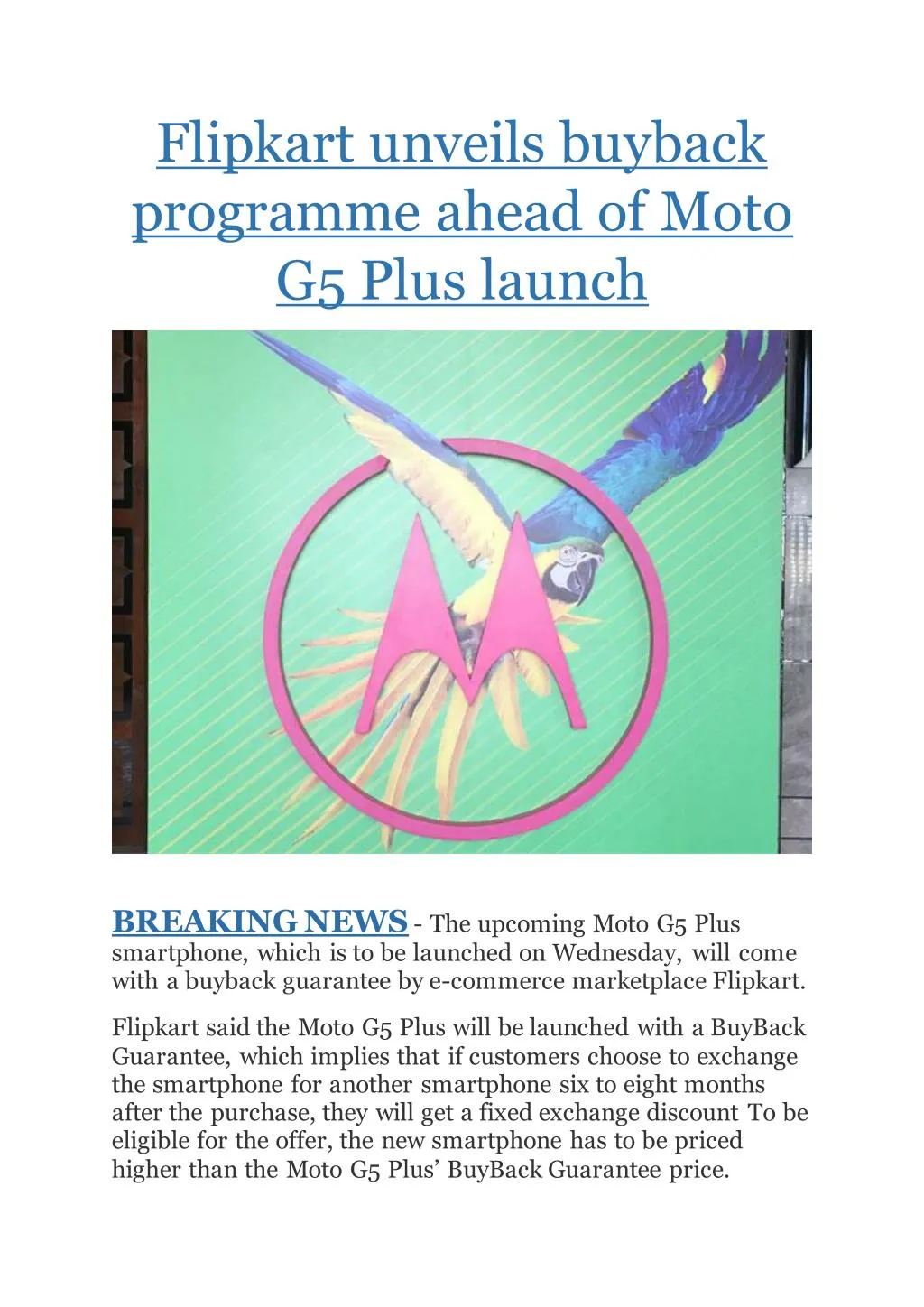 flipkart unveils buyback programme ahead of moto