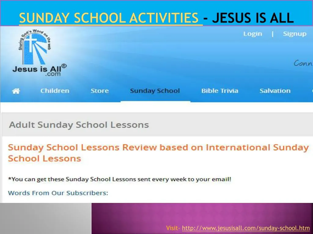 sunday school activities jesus is all