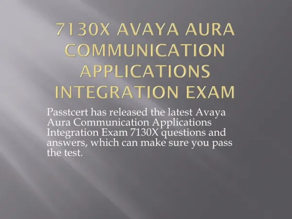 Passtcert Avaya 7130X Questions and answers pdf