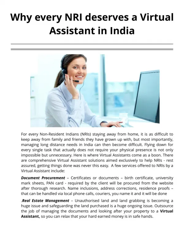 Why every NRI deserves a Virtual Assistant in India