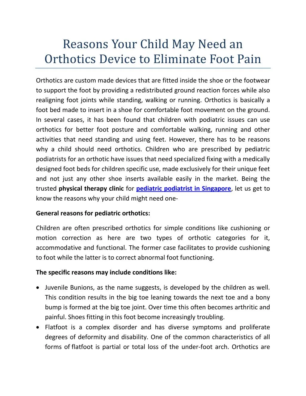 reasons your child may need an orthotics device