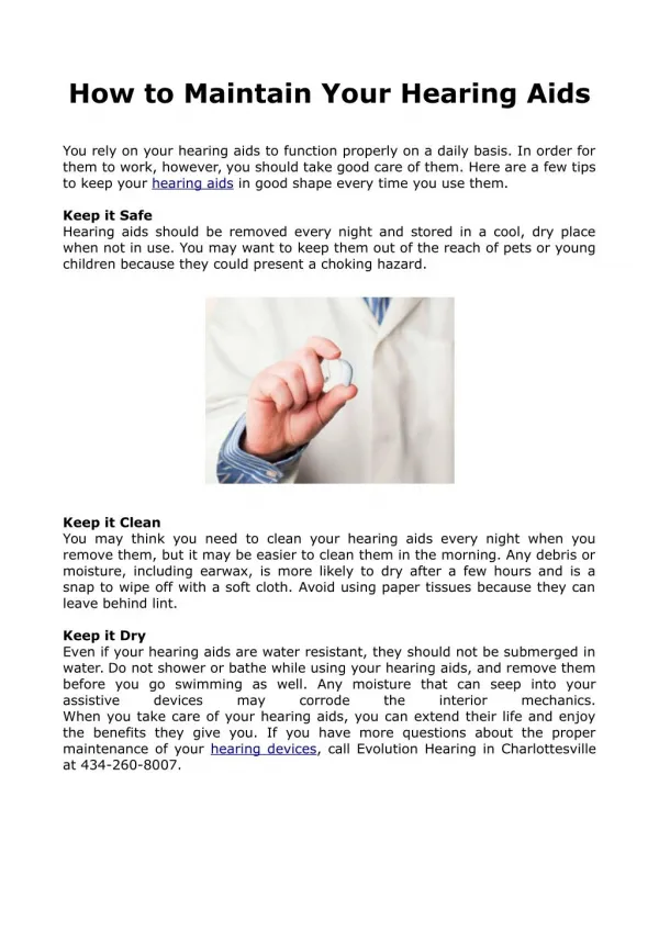 how to maintain your hearing aids
