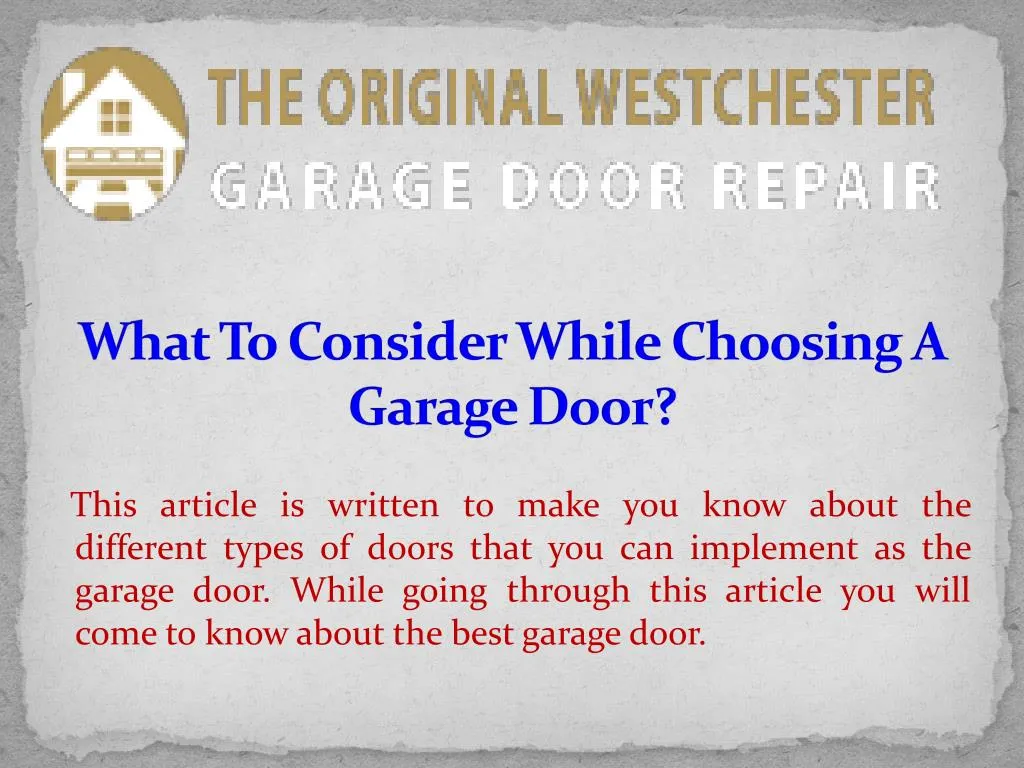 what to consider while choosing a garage door