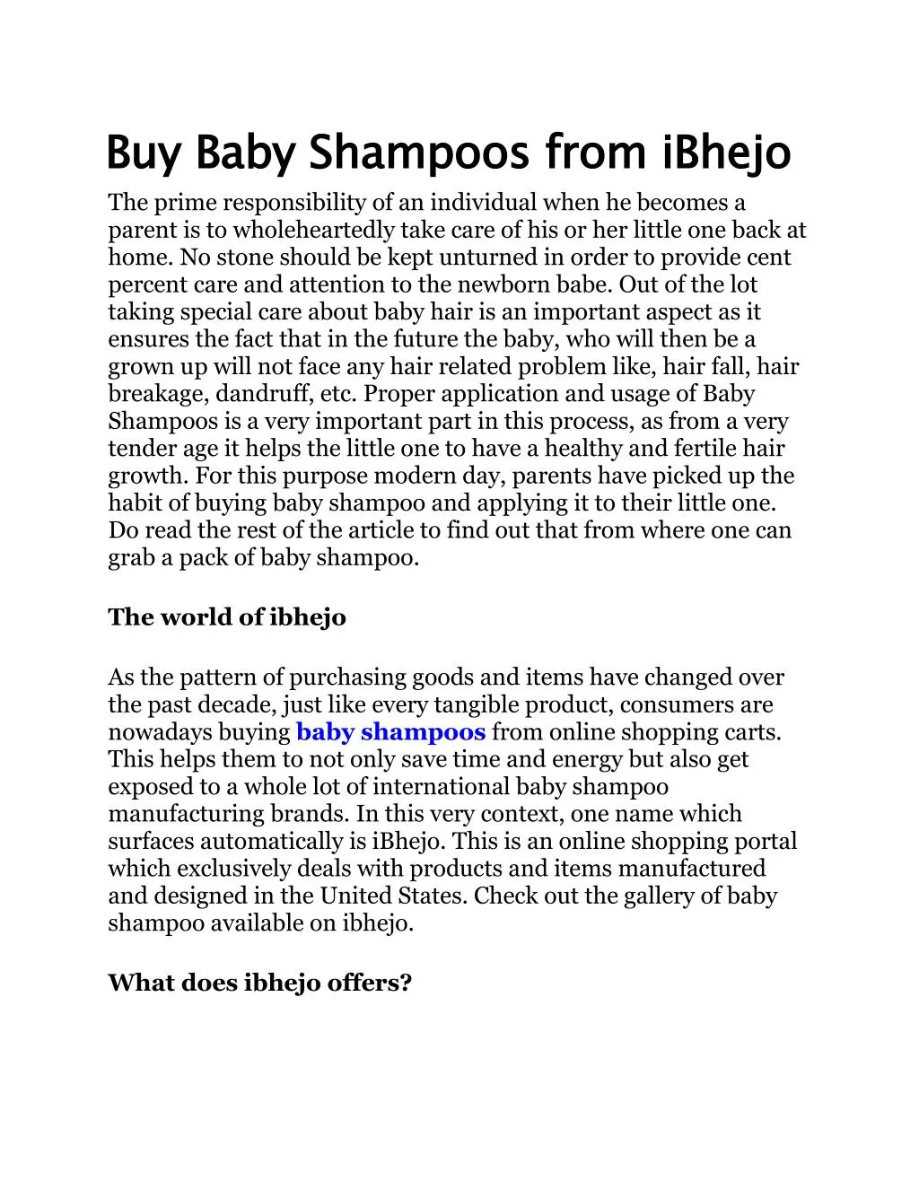 buy baby shampoos from the prime responsibility