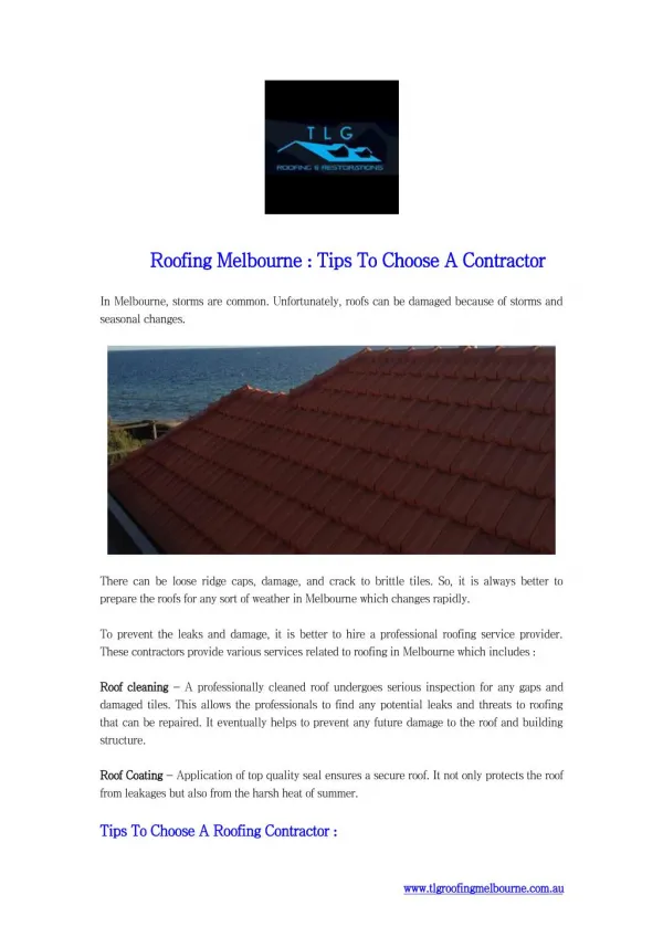 Roofing Melbourne Tips To Choose A Contractor
