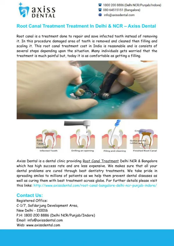 Root Canal Treatment Delhi NCR - Axiss Dental