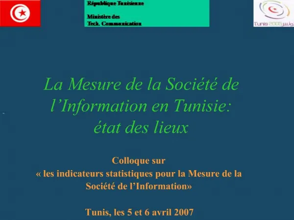 La Mesure de la Soci t de l Information en Tunisie: tat des lieux