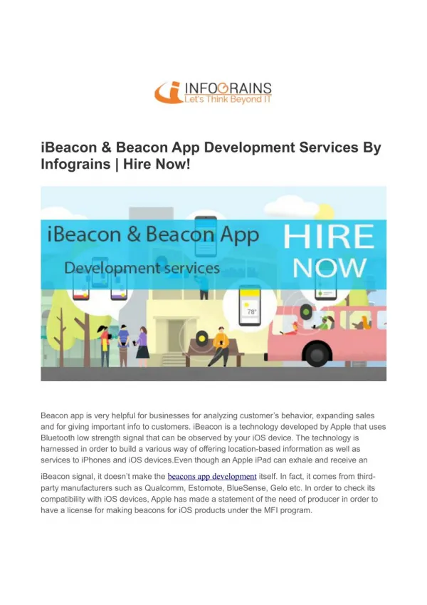 iBeacon & Beacon App Development Services By Infograins | Hire Now!