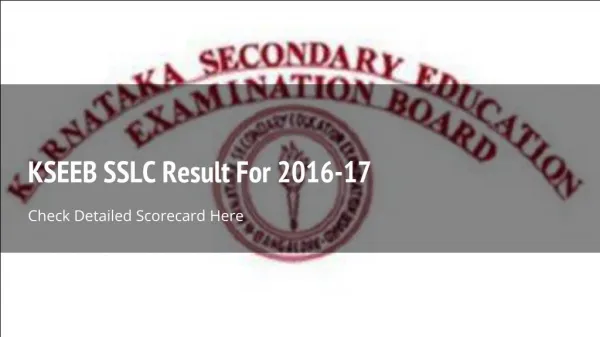 KSEEB SSLC Result For 2016-17