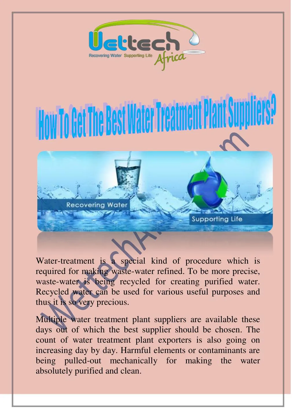 water treatment is a special kind of procedure
