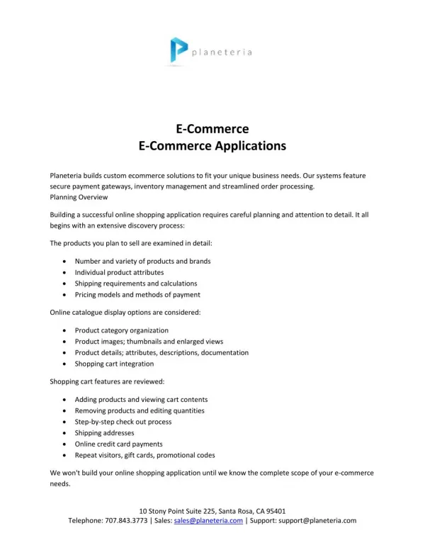 E-commerce Application- Planeteria Media