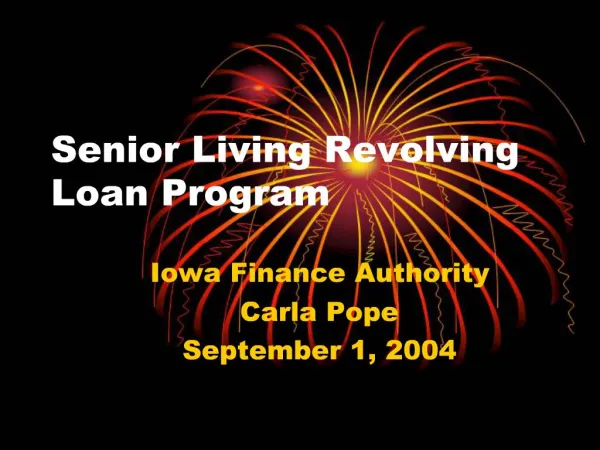Senior Living Revolving Loan Program