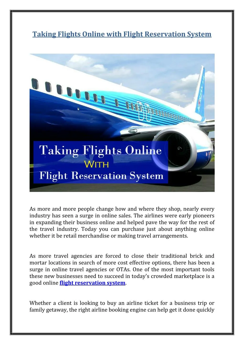 taking flights online with flight reservation