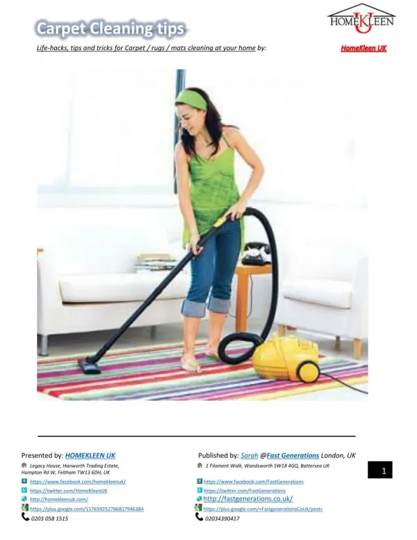 Carpet cleaning Tips by Homekleen UK