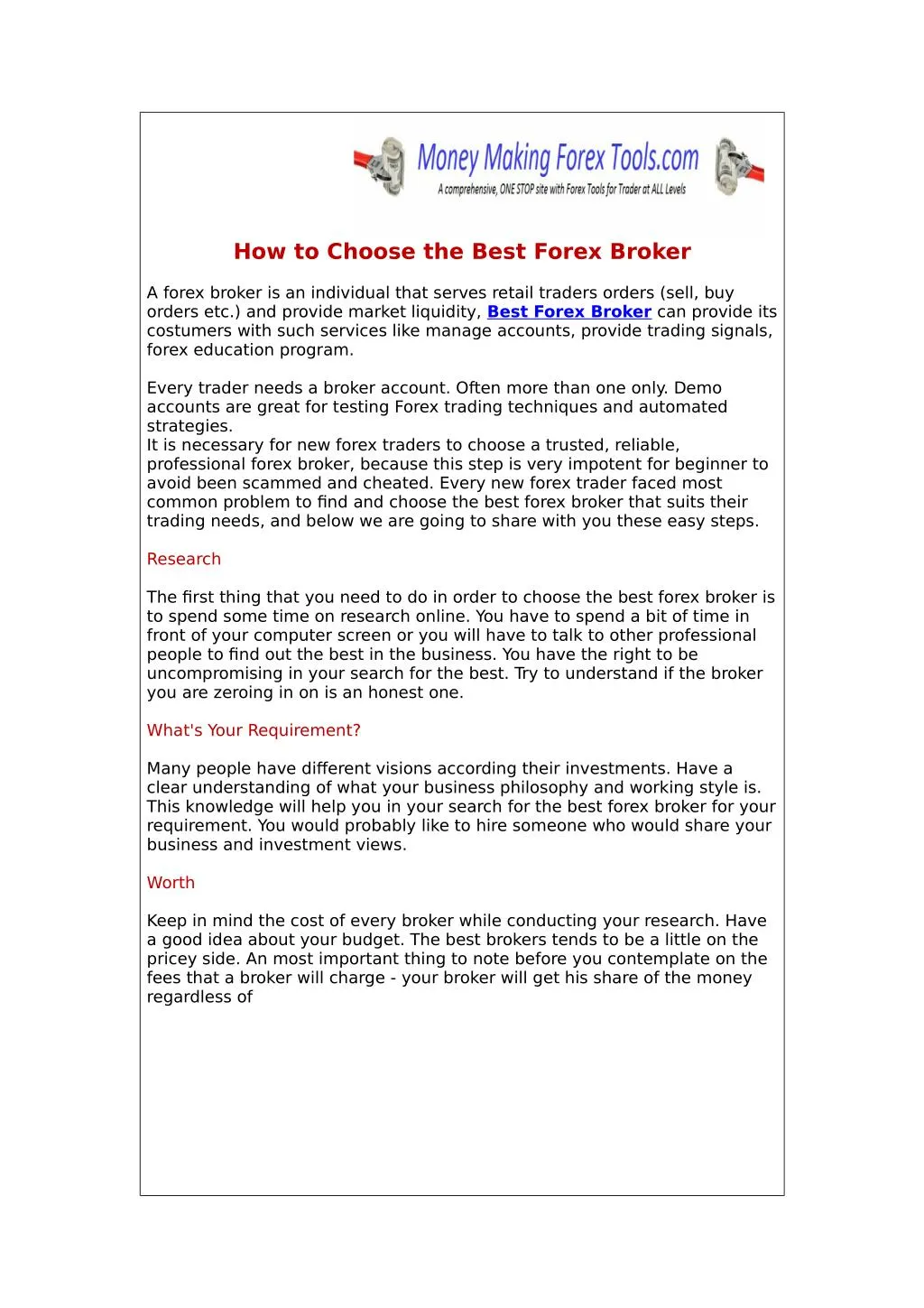 how to choose the best forex broker