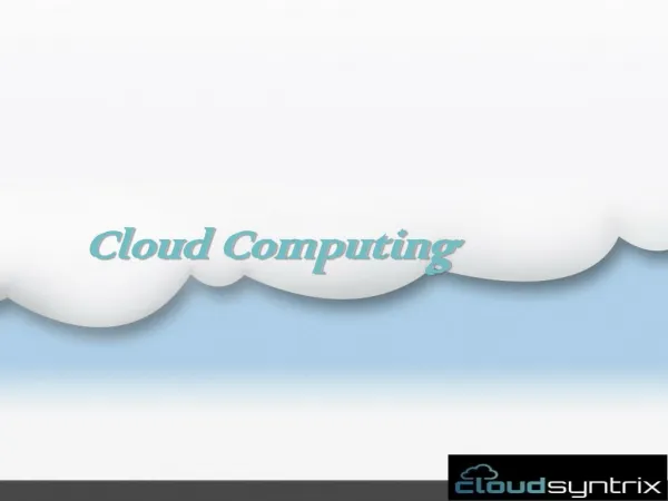 Introduction to Cloud Computing