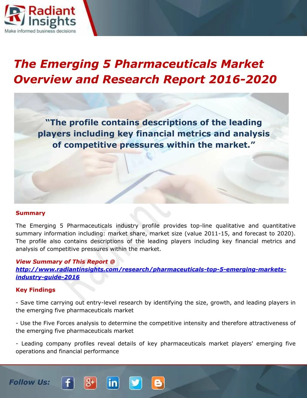 the emerging 5 pharmaceuticals market overview