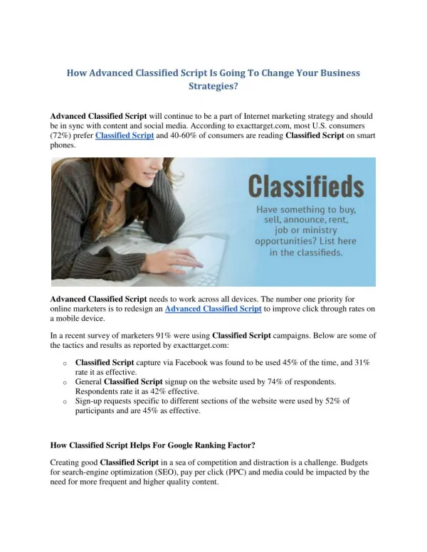 How Advanced Classified Script Is Going To Change Your Business Strategies