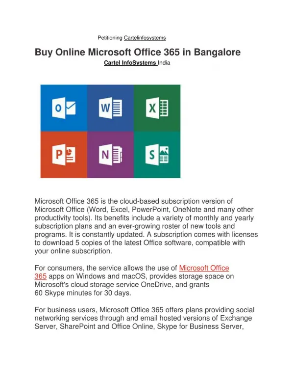 Buy Online Microsoft office 365 in Bangalore