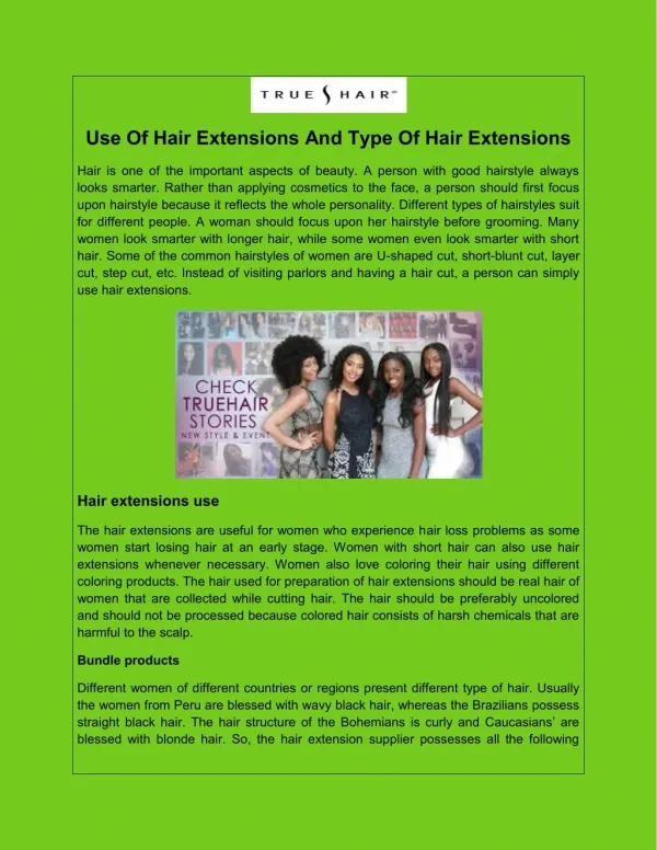 Use Of Hair Extensions And Type Of Hair Extensions