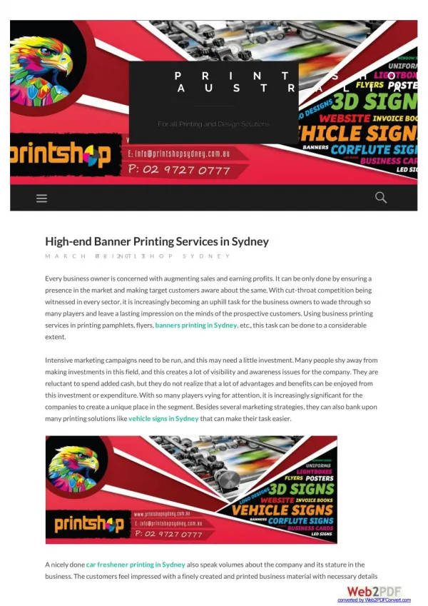 High-end Banner Printing Services in Sydney