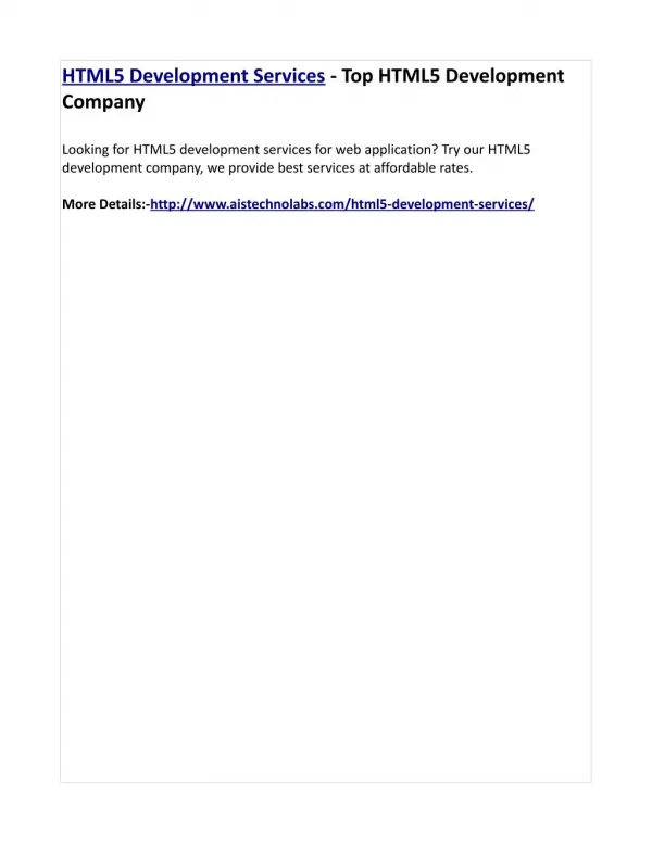 HTML5 Development Services - Top HTML5 Development Company