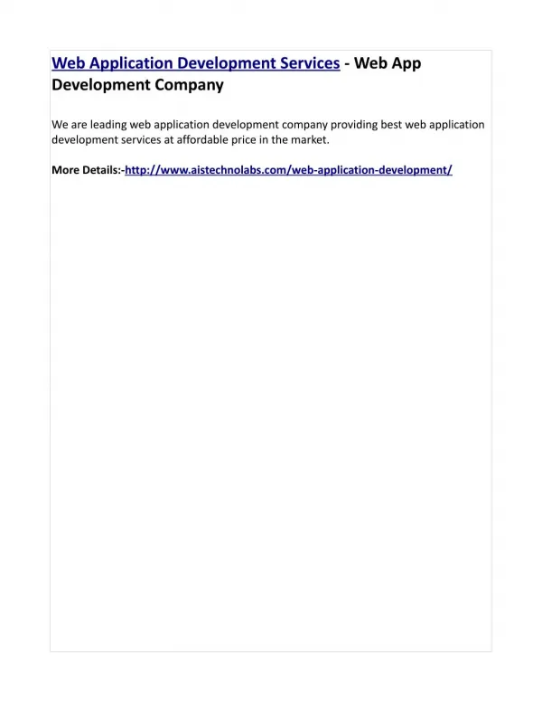 web application development services