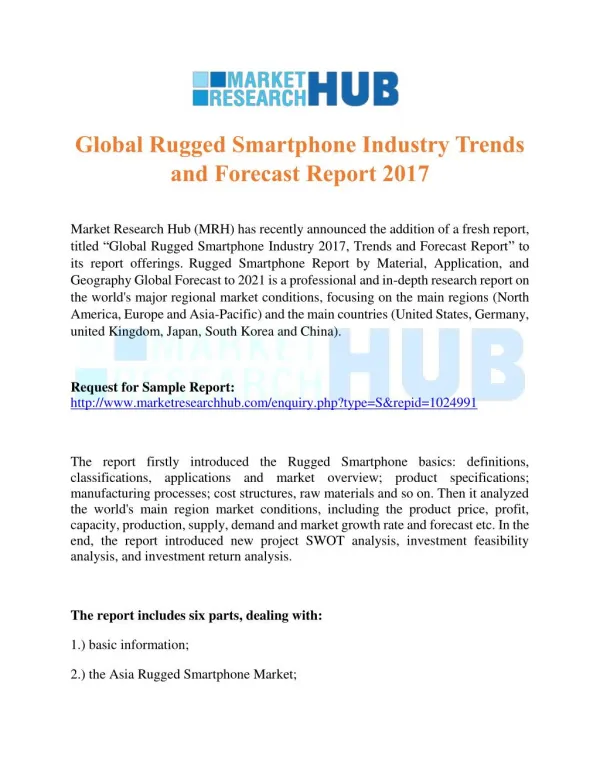 Global Rugged Smartphone Industry Trends and Forecast Report 2017