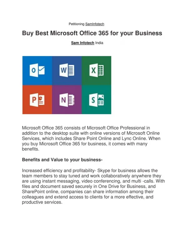 Buy Best Microsoft Office 365 for your Business