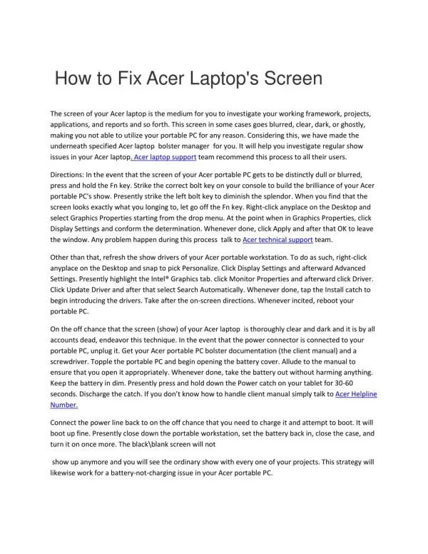 How to Fix acer laptop screen problem