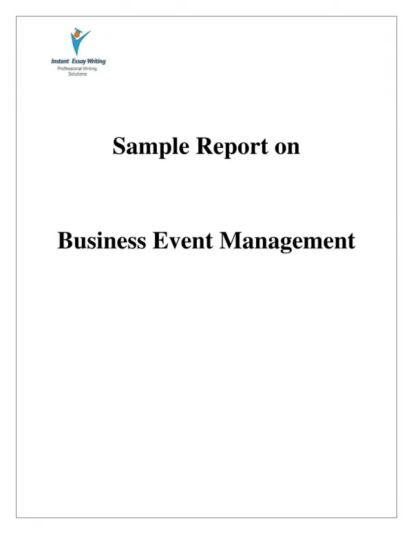 Sample Report on Business Event Management By Instant Essay Writing